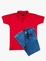 Kit calça jeans e Polo Malha Piquet Infantil .