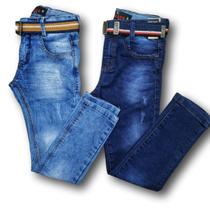 Kit Calça Jeans Infantil Masculino Skinny Com Cinto