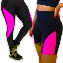 Kit CALÇA LEG + SHORT LEGGING Fitness Feminino Academia Corrida Cinutra Alta 562