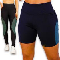 Kit CALÇA LEG + SHORT LEGGING Fitness Feminino Corrida Academia Cinutra Alta 563