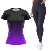 Kit Calça Legging Academia Camiseta Blusa Fitness Dry UV50 Esportiva ante suor