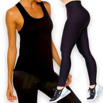 Kit Calça Legging Cós alto + Regata Fitness Academia 175
