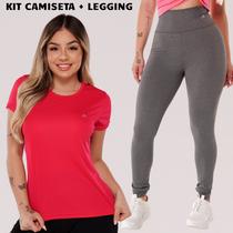 Kit Calça Legging e Camiseta Feminina Dry Academia Treino