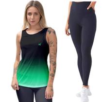 Kit Calça Legging Feminina Camisa Regata Proteção UV50 Caminhada Fitness