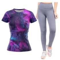 Kit Calça Legging Feminina Fitness Blusa Academia Treino Caminhada Musculação