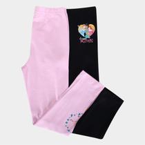 Kit Calça Legging Infantil Disney Ariel e Princesas Menina