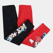 Kit Calça Legging Infantil Disney Minnie Mouse Menina - 2 Peças