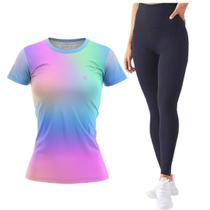 Kit Calça Legging Preta e Cinza Empina Bumbum Lisa Blusa Feminina Academia Fitness Caminhada