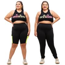 Kit Calça Legguing Feminina + Bermuda Reforçada Academia Plus Size - LoockCasual