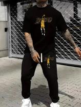 Kit Calça Moletom Flanelado e Camiseta Algodão Casual Basica Legend Kit Calça Moletom Flanelado e Camiseta Algodão Casual Basica Legend