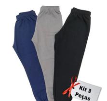 Kit Calça Moletom Infantil Peluciado Com Punho 3 Peças Kely & Kety Kit Calça Moletom Infantil Peluciado Com Punho 3 Peças Kely & Kety