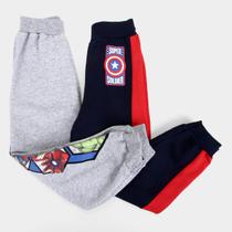 Kit Calça Moletom Infantil Peluciado Marvel Avengers I Menino - 2 Peças