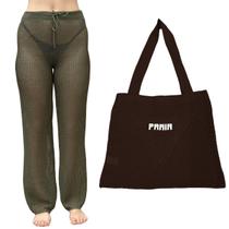 Kit Calça Prantola Feminina e Bolsa Saida de Praia Tricot Moda Verão