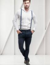 Kit Calça Sarja Suspensório Alfaiataria Sport Fino Casamento Kit Calça Sarja Suspensório Alfaiataria Sport Fino Casamento