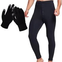 Kit Calça Térmica Frio Inverno Atoalhada Segunda Pele Luva Tamanho Único