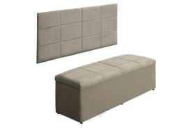 Kit Calçadeira e Painel Raissa 193 cm Suede Bege