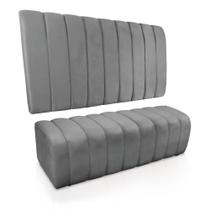 Kit Calçadeira Painel Olivia Casal 140cm Cinza