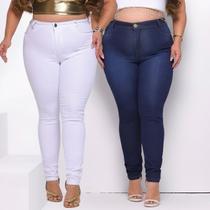 Kit Calças Plus Size Modelagem Cintura Alta Empina Bumbum Skinny