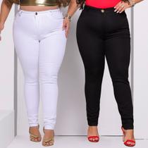 Kit Calças Plus Size Modelagem Cintura Alta Empina Bumbum Skinny