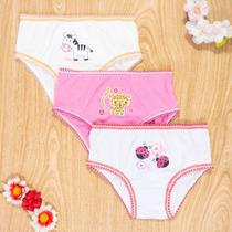 Kit Calcinha 3 Peças Infantil Aplique Estampinha e Cores Sortidas
