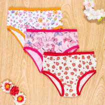 Kit Calcinha 3 Peças Infantil Estampadinhas Cores Sortidas