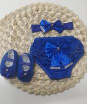 Kit Calcinha Bunda Rica Bebê Tapa Fralda Tiara E Lilás 3-6 M