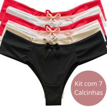 Kit Calcinha Com 7 Feminina Fio Duplo Lingerie Tanga Conforto Básico Microfibra Femenina Adulto Kit Calcinha Com 7 Feminina Fio Duplo Lingerie Tanga Conforto Básico Microfibra Femenina Adulto