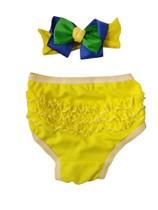 Kit Calcinha E Lacinho Temático Copa Bebê Criança Seleção