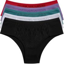 Kit Calcinha Feminina 5 Unidades Tecido Canelado Confortável Com Renda Pala Dupla Lingerie Básico Kit Calcinha Feminina 5 Unidades Tecido Canelado Confortável Com Renda Pala Dupla Lingerie Básico