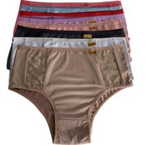 Kit Calcinha Feminina Com 10 Plus Size Cós Alto Calçola Cintura Alta Senhora Com Renda Lingerie Vovó
