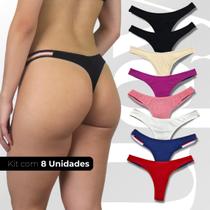 Kit Calcinha Feminina Fio Duplo Sexy Conforto Academia 8 Und