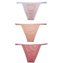 Kit Calcinhas 3 Peças Feminina String DelRio Multicolor