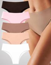 Kit Calcinhas Cintura Alta Modeladora Sem Costura Cós 11cm P AO 4GG Plus Size Kit Calcinhas Cintura Alta Modeladora Sem Costura Cós 11cm P AO 4GG Plus Size