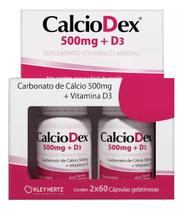 Kit Calciodex 500mg + D3 Com 120 Cápsulas - Kley Hertz Kit Calciodex 500mg + D3 Com 120 Cápsulas - Kley Hertz