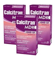 Kit Calcitran MDK 1.000UI Com 3 Uni De 60 Comprimidos Cada