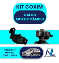 Kit Calco 2 Coxim Motor Cambio Honda Fit 2003 A 2008 Manual