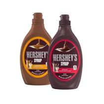 Kit Caldas Hersheys Syrup Chocolate 680g Caramelo 623g Combo Importadas EUA, Ideal para Sobremesas