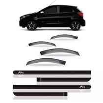 Kit calha chuva ford ka hatch 2015 2016 2017 2018 + friso lateral