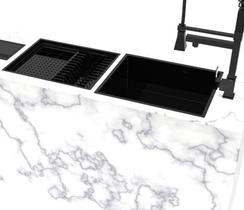 Kit Calha Inox Preta Úmida 50x40cm C/ Tampa + Cuba De 50x40cm