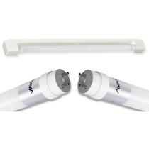 Kit Calha Sobrepor Lâmpada Tubular Led 1,2m Branco Lâmpada T8 18w Iluminação
