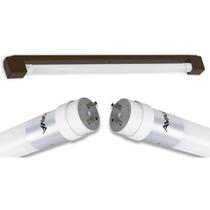 Kit Calha Sobrepor Lâmpada Tubular Led 1,2m Marrom Lâmpada T8 18w Iluminação