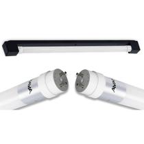 Kit Calha Sobrepor Lâmpada Tubular Led 1,2m Preto Lâmpada T8 18w Iluminação