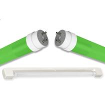 Kit Calha Sobrepor Tubular Led 1,2m Branco Lâmpada Colorida 20w Iluminação