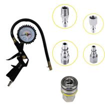 Kit Calibrador De Pneu Analógico Manômetro + Engates Kit Calibrador De Pneu Analógico Manômetro + Engates