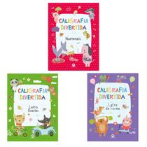 Kit Caligrafia Divertida - 3 Livros - Letra Bastão + Numerais + Letra de Forma