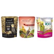 Kit Calopsita Suprema + Extra Gold Frutas - Reino das Aves + Ração Pm13 Megazoo