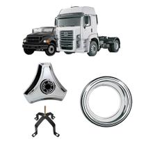 Kit calota 3 pontas aro 20/22 ford cargo/14000 e vw c/aro e suporte