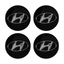 Kit Calota Miolo Centro Roda Hyundai Creta 2016 A 2021 Preta