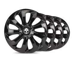 Kit Calota Velox Aro 14 Preta Para Sandero Logan Montadora Universal