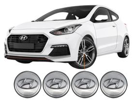 Kit Calotinha Meio Tampa Centro Miolo Roda Prata Hyundai I30 2013 2014 2015 2016 2017 2018 2019 2020 2021